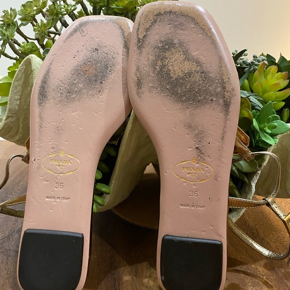 Prada Gold Metallic Jeweled Thong Sandals - Picture 4 of 5